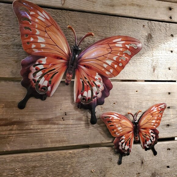 Metal Brown Butterfly Wall Decor Home Decor Set of 2, 10.5" and 6.5" - Picture 5 of 6